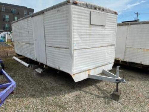 DESCRIPTION 20' METAL OFFICE / STORAGE TRAILER W/ TITLE ADDITIONAL INFORMATION TIRES NEED REPAIRED / REPLACED. SIZE 20' LOCATION LOT 1 QTY 1