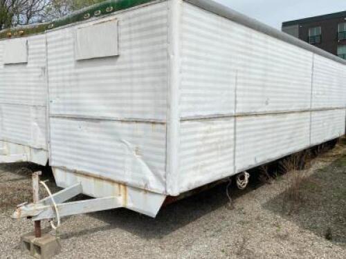 DESCRIPTION 24' METAL OFFICE / STORAGE TRAILER W/ TITLE ADDITIONAL INFORMATION TIRES NEED REPAIRED / REPLACED. SIZE 24' LOCATION LOT 1 QTY 1