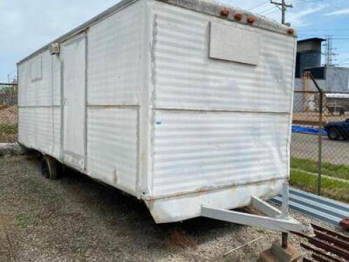 DESCRIPTION 20' METAL OFFICE / STORAGE TRAILER W/ TITLE ADDITIONAL INFORMATION TIRES NEED REPAIRED / REPLACED. SIZE 20' LOCATION LOT 1 QTY 1