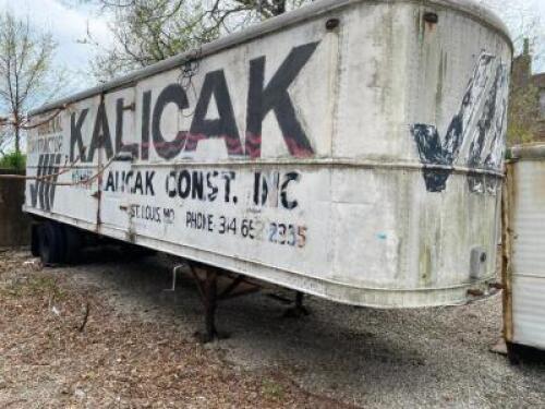 DESCRIPTION 30' SEMI STORAGE TRAILER. ADDITIONAL INFORMATION TIRES NEED REPAIRED. NO TITLE, SCRAP ONLY LOCATION LOT 2 QTY 1
