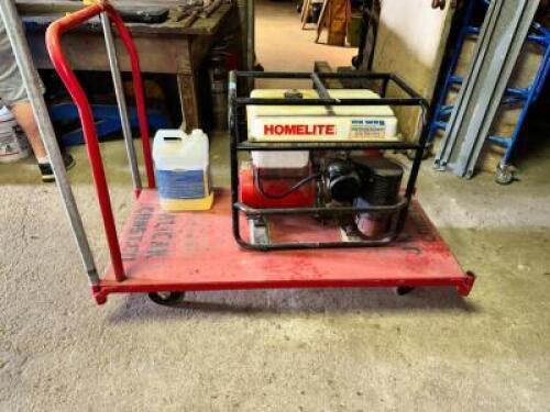 DESCRIPTION 48" INDUSTRIAL WAREHOUSE CART W/ HAND RAIL. ( RED ) ADDITIONAL INFORMATION GENERATOR NOT INCLUDED LOCATION RIGHT WAREHOUSE QTY 1