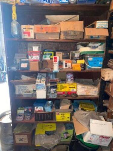 DESCRIPTION CONTENTS OF SINGLE SHELF - ASSORTED HARDWARE AND FASTENERS,. ADDITIONAL INFORMATION SEE ADDITIONAL PHOTOS THIS LOT IS: ONE MONEY LOCATION