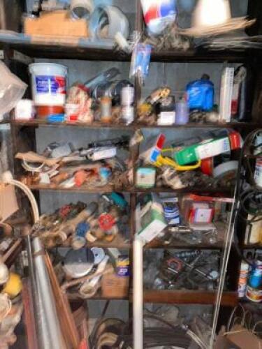 DESCRIPTION CONTENTS OF SINGLE SHELF - ASSORTED HARDWARE AND FASTENERS,. ADDITIONAL INFORMATION SEE ADDITIONAL PHOTOS THIS LOT IS: ONE MONEY LOCATION