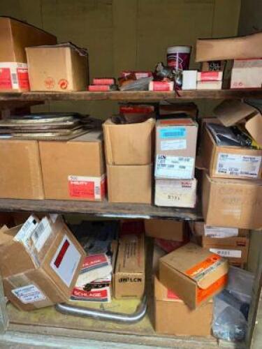 DESCRIPTION CONTENTS OF SINGLE SHELF - ASSORTED HARDWARE AND FASTENERS,. ADDITIONAL INFORMATION SEE ADDITIONAL PHOTOS THIS LOT IS: ONE MONEY LOCATION