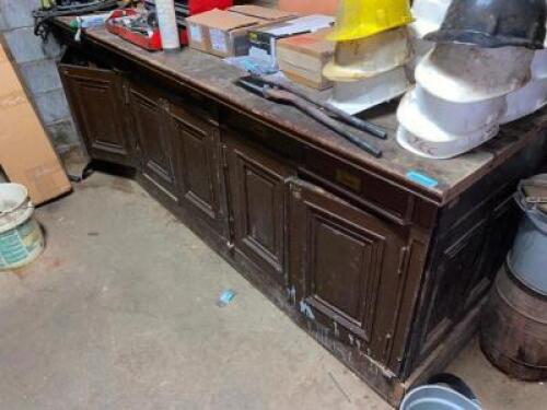 DESCRIPTION 12' VINTAGE WOODEN CABINET / FABRICATION TABLE. ADDITIONAL INFORMATION CONTENTS ARE NOT INCLUDED LOCATION WAREHOUSE 1 QTY 1