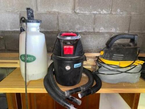DESCRIPTION (2) SMALL VACUUMS AND (1) 2 GALLON SPRAYER THIS LOT IS: ONE MONEY LOCATION WAREHOUSE 2 QTY 1