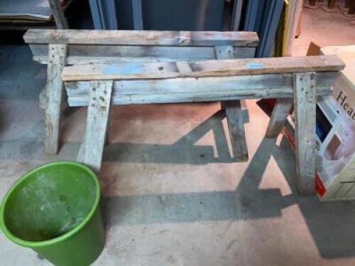 DESCRIPTION (2) WOODEN SAW HORSE STAND THIS LOT IS: SOLD BY THE PIECE LOCATION WAREHOUSE 1 QTY 2