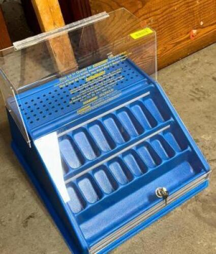 PLASTIC DRILL BIT STORAGE / DISPLAY CASE W/ PLEXI GLASS COVER.