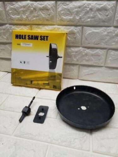 (1) CASE OF 7" HOLE SAWS W/ MANDREL AND STABILIZER.