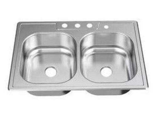 33 IN. DROP-IN 50/50 DOUBLE BOWL 20 GAUGE STAINLESS STEEL KITCHEN SINK