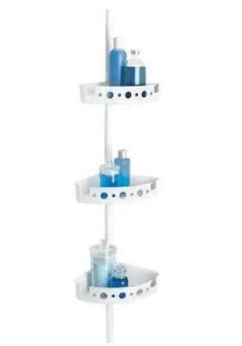 3-TIER TENSION CORNER POLE SHOWER CADDY IN WHITE