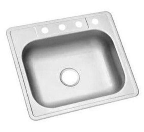 25 IN. DROP-IN SINGLE BOWL 22 GAUGE STAINLESS STEEL KITCHEN SINK