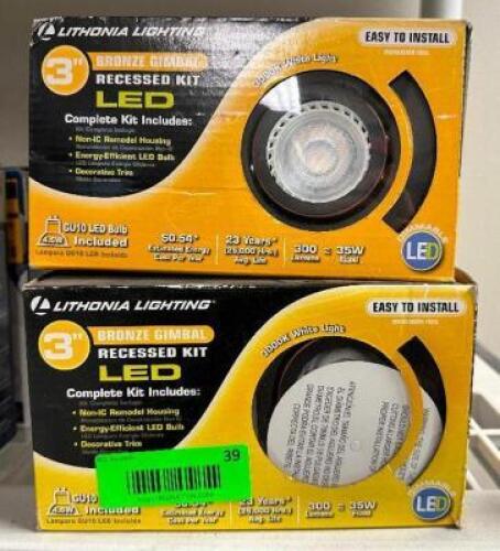 (2) - 3" BRONZE GIMBAL RECESSED LED LIGHT KITS