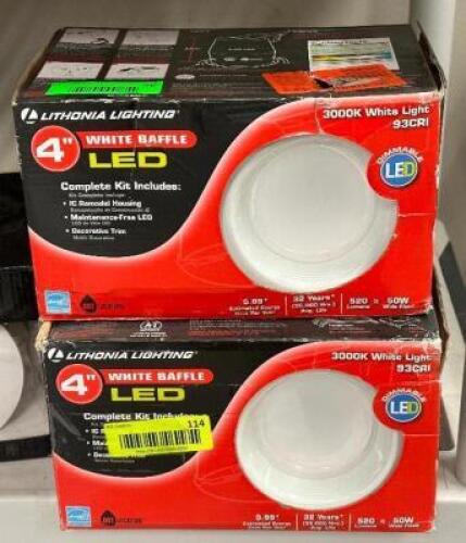 (2) - 4" WHITE BAFFLE LED LIGHT KITS