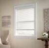 (3) - WHITE CORDLESS PREMIUM FAUX WOOD BLINDS WITH 2.5 IN. SLATS - 37.5 IN. W X 72 IN. L