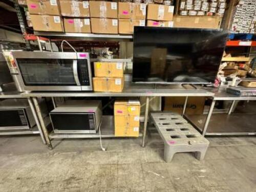 STAINLESS STEEL TABLE, W/ BUILT IN 2 TIER SHELF