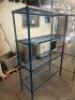 48" X 18" FOUR TIER BLUE METAL SHELF.