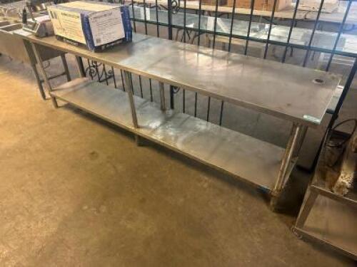 104" X 24" STAINLESS TABLE. W/ UNDER SHELF