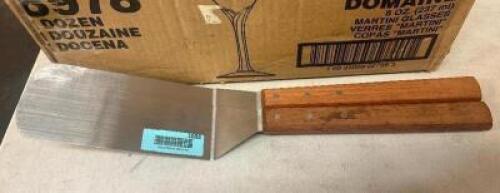 (2) STAINLESS TURNERS W/ WOODEN HANDLES