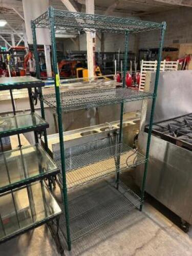 36" X 12" FOUR TIER GREEN WIRE SHELF
