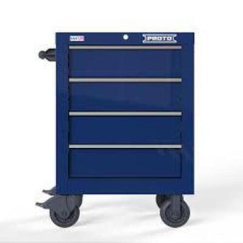 DESCRIPTION: (1) ROLLING TOOL BOX BRAND/MODEL: PROTO #JSTV2739RS04BL INFORMATION: BLUE SIZE: 4 DRAWERS, 27" X 22" X 29" RETAIL$: $2298.31 EA QTY: 1