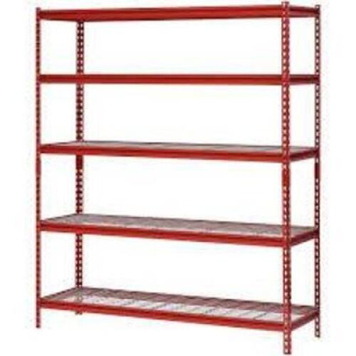 DESCRIPTION: (1) BOLTLESS STORAGE SHELVING SYSTEMBRAND/MODEL: MUSCLE RACK #UR602472WD5-RINFORMATION: BLACKSIZE: 5 TIER,&nbsp;60 in. W x 72 in. H x 24 in. DRETAIL$: $354.34 EAQTY: 1
