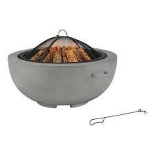 DESCRIPTION: (1) CAST STONE FIRE PIT BRAND/MODEL: HAMPTON BAY INFORMATION: CAST STONE BASE, STEEL FIRE BOWL SIZE: 36" OUTSIDE, 29" INSIDE RETAIL$: $31