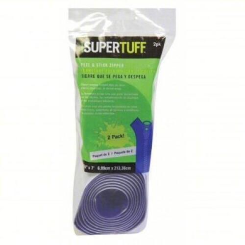 DESCRIPTION: (2) SELF ADHESIVE ZIPPER BRAND/MODEL: SUPERTUFF #52CC91 INFORMATION: BLUE SIZE: ZIPPER, 2 3/4 IN WD, 7 FT LG, 7 FT HT, POLYESTER, 2 PK RE