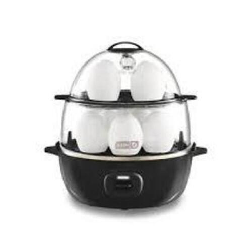 DESCRIPTION: (1) EGG COOKER BRAND/MODEL: DASH D INFORMATION: BLACK RETAIL$: $29.99 EA QTY: 1