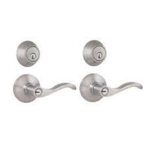 DESCRIPTION: (1) SINGLE CYLINDER DOOR HANDLE AND DEADBOLT BRAND/MODEL: DEFIANT #1007789928 INFORMATION: NICKEL RETAIL$: $42.97 EA QTY: 1