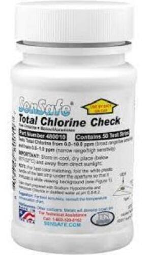DESCRIPTION: (10) CONTAINERS OF (50) CHLORINE TEST TRIPS BRAND/MODEL: SENSAFE RETAIL$: $22.95 EA QTY: 10