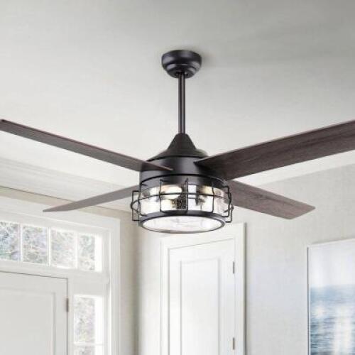 52" INDUSTRIAL 4-BLADE CHANDELIER CEILING FAN WITH LIGHT KIT