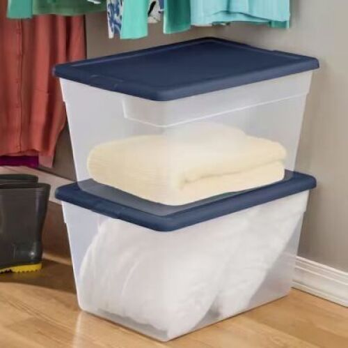 DESCRIPTION: (8) STORAGE BOXES BRAND/MODEL: STERILITE #1847 INFORMATION: CLEAR SIZE: 58 QT RETAIL$: $10.00 EA QTY: 8