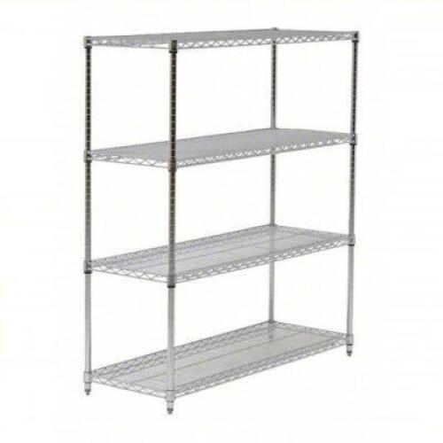 DESCRIPTION: (1) WIRE SHELVING UNIT BRAND/MODEL: PRODUCT NUMBER #45VX74 INFORMATION: CHROME SIZE: 42 IN X 18 IN, 74 IN OVERALL HT, 4 SHELVES RETAIL$: