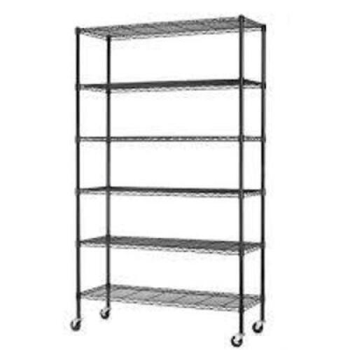 DESCRIPTION: (1) HEAVY DUTY WIRE SHELVING RACK BRAND/MODEL: HCY #WS-776-BLACK INFORMATION: BLACK SIZE: 48" X 24" X 72" RETAIL$: $230.00 EA QTY: 1