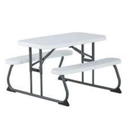 DESCRIPTION: (1) CHILDRENS PICNIC TABLE BRAND/MODEL: LIFETIME #60239 INFORMATION: WHITE SIZE: 32.5"D x 35.4"W x 21"H RETAIL$: $138.24 EA QTY: 1