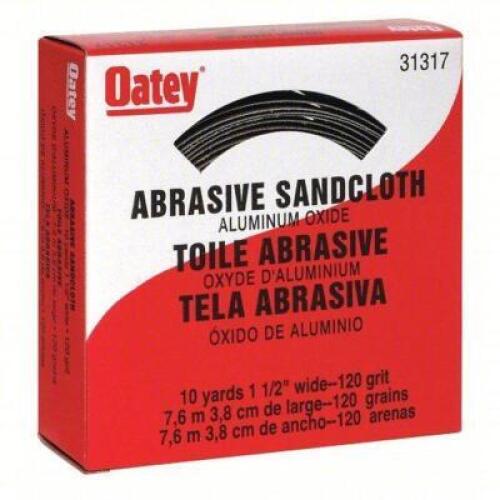 DESCRIPTION: (5) ABRASIVE UTILITY ROLL BRAND/MODEL: OATEY #39AN91 INFORMATION: 120 GRIT, ALUMINUM OXIDE SIZE: 1 1/2 IN W X 30 FT L RETAIL$: $12.90 EA