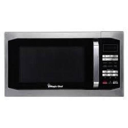 DESCRIPTION: (1) COUNTERTOP MICROWAVEBRAND/MODEL: MAGIC CHEFINFORMATION: STAINLESS STEEL AND BLACKSIZE: 1.6 CU FT 1100 WATTS, 18.9" X 21.8" X 12.8"RETAIL$: $236.00 EAQTY: 1