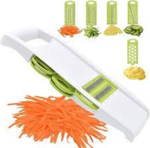 DESCRIPTION: (1) MANDOLINE SLICE BRAND/MODEL: PREP SOLUTIONS INFORMATION: WHITE SIZE: 5 BLADES INCLUDED RETAIL$: $13.97 EA QTY: 1