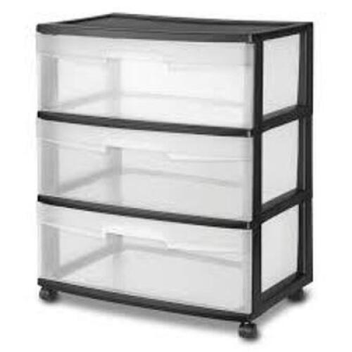 DESCRIPTION: (1) 3 DRAWER CART BRAND/MODEL: STERILITE INFORMATION: BLACK SIZE: 15-1/4X21-7/8X25-5/8 RETAIL$: $26.13 QTY: 1