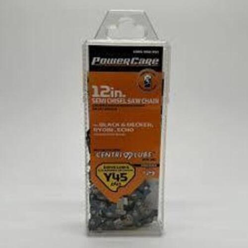 DESCRIPTION: (3) SEMI CHISEL SAW CHAIN BRAND/MODEL: POWERCARE #1005-902-951 SIZE: 12" RETAIL$: $9.99 EA QTY: 3