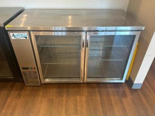 AVANTCO TWO DOOR BACK BAR GLASS DOOR COOLER. (STAINLESS)
