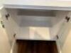 94" X 36" WOOD COUNTER AND CABINET PIECE. - 4