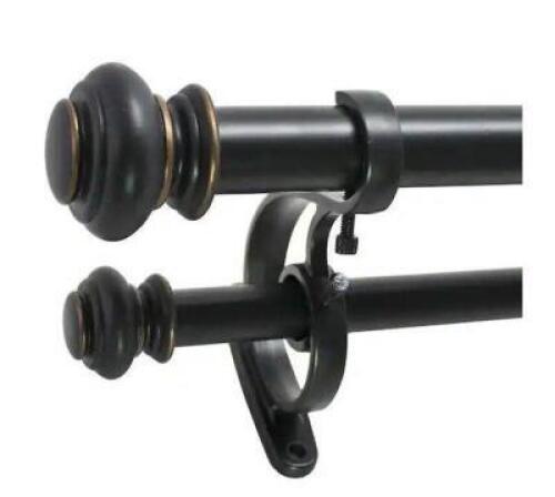 36"-72" DOUBLE CURTAIN ROD SET IN ANTIQUE BRONZE