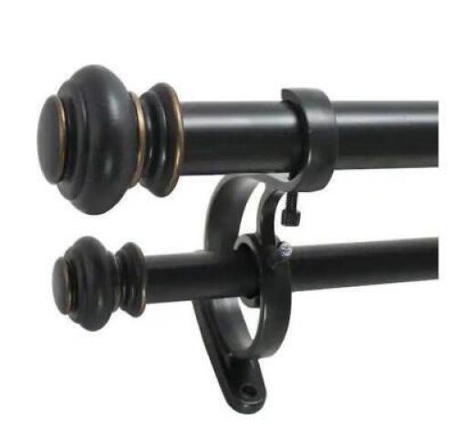 36"-72" DOUBLE CURTAIN ROD SET IN ANTIQUE BRONZE