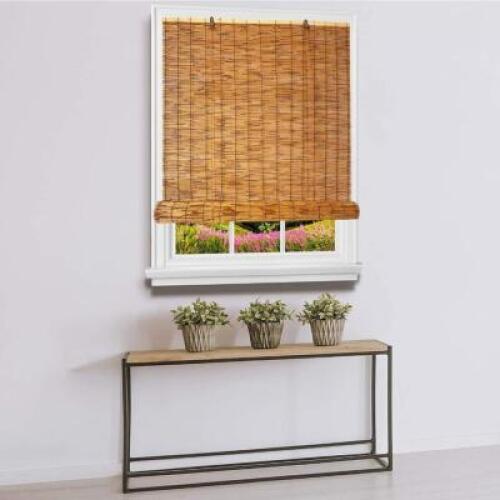 (2) - 34" X 72" NATURAL BAMBOO 4 IN VALANCE ROLL UP SHADE