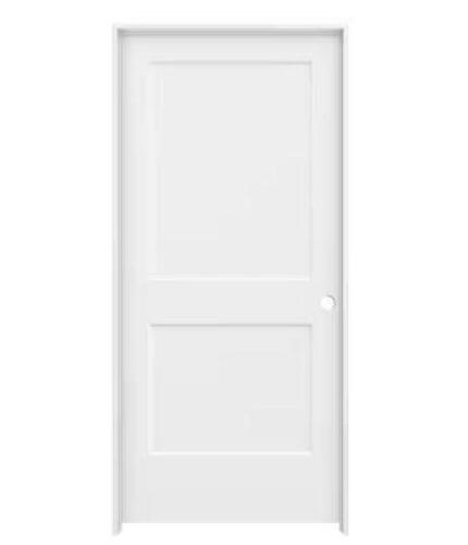 36 IN. X 80 IN. 2 PANEL MONROE PRIMED LEFT-HAND SMOOTH SOLID CORE MOLDED COMPOSITE MDF SINGLE PREHUNG INTERIOR DOOR
