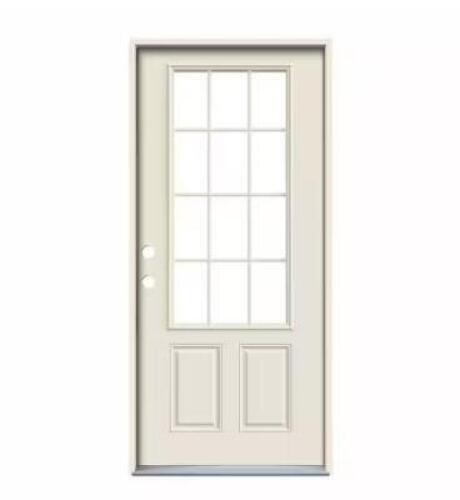 36 IN. X 80 IN. 12 LITE PRIMED STEEL PREHUNG RIGHT-HAND INSWING ENTRY DOOR