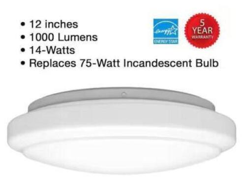 (2) - 12 IN. WHITE ROUND CLOSET LIGHT LED FLUSH MOUNT CEILING LIGHTS