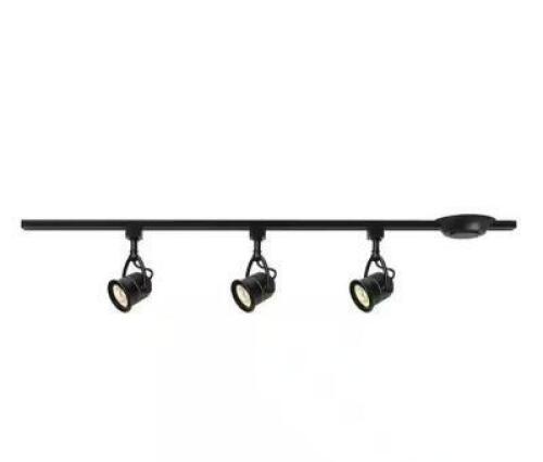 4 FT. 3-LIGHT BLACK RETRO LINEAR TRACK LIGHTING KIT